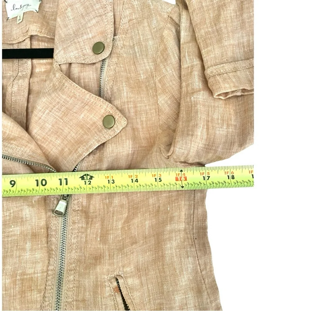Loft Lou & Grey Women’s Jacket Small 100% Linen Moto Lightweight Blush Coral - Picture 8 of 9